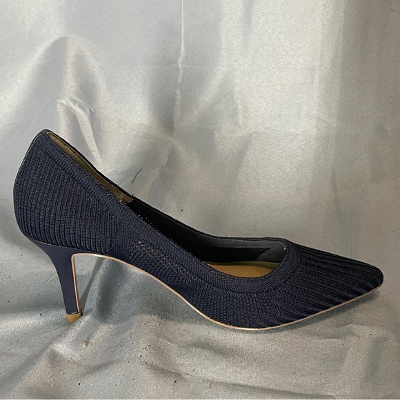 Navy Knit Heels - Picture 1 of 6